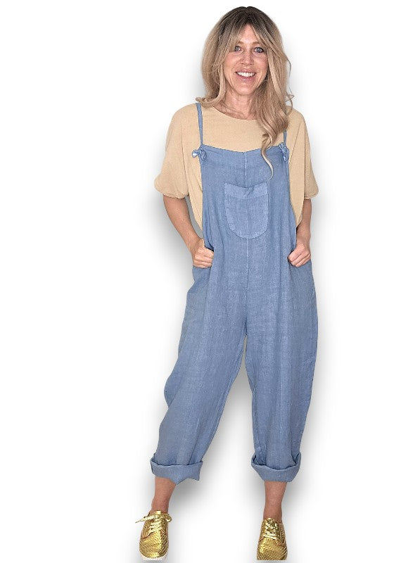 Petrol Plain Frnt Pkt Tie it your way-Jumpsuit