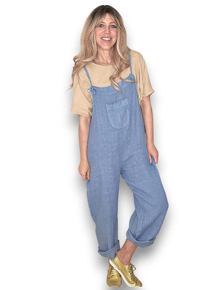 Petrol Plain Frnt Pkt Tie it your way-Jumpsuit