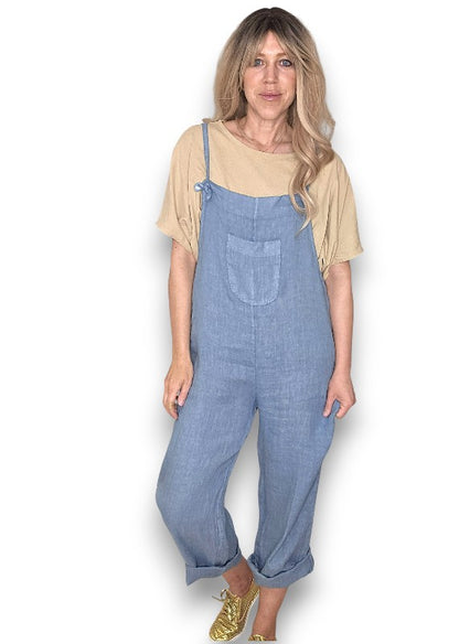 Petrol Plain Frnt Pkt Tie it your way-Jumpsuit