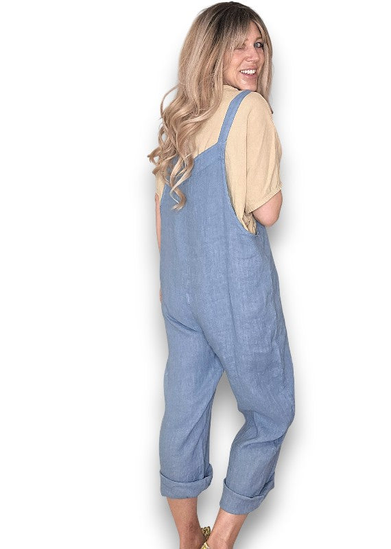 Petrol Plain Frnt Pkt Tie it your way-Jumpsuit