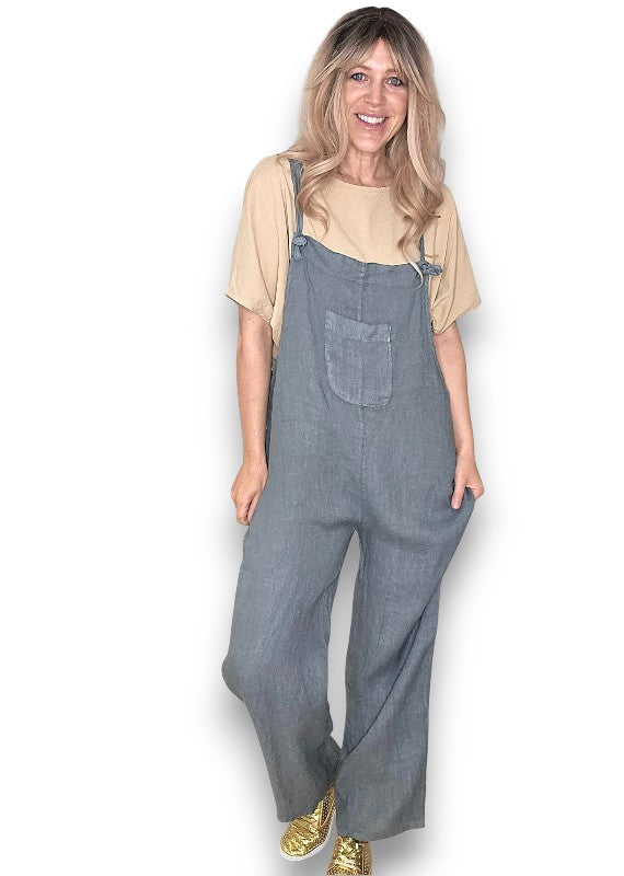 Grey Plain Frnt Pkt Tie it your way-Jumpsuit