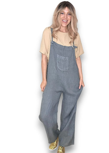 Grey Plain Frnt Pkt Tie it your way-Jumpsuit