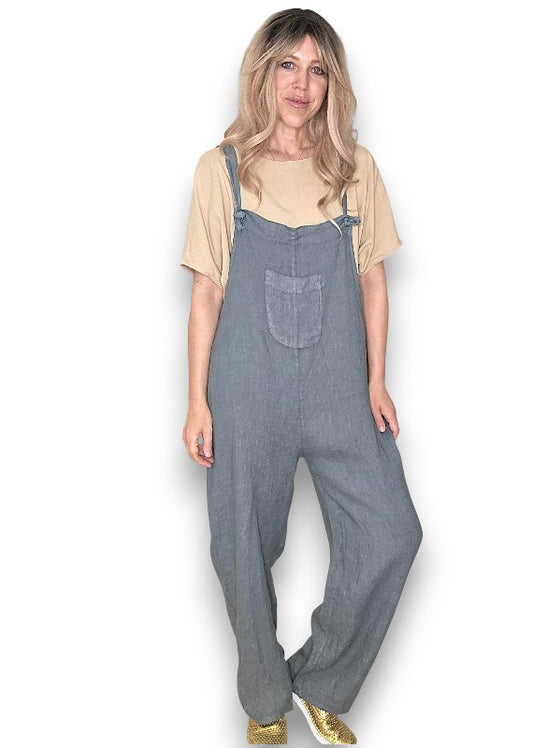 Grey Plain Frnt Pkt Tie it your way-Jumpsuit