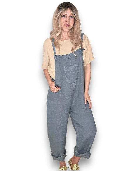 Grey Plain Frnt Pkt Tie it your way-Jumpsuit