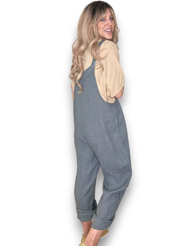 Grey Plain Frnt Pkt Tie it your way-Jumpsuit