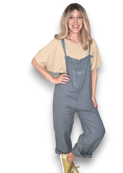 Grey Plain Frnt Pkt Tie it your way-Jumpsuit