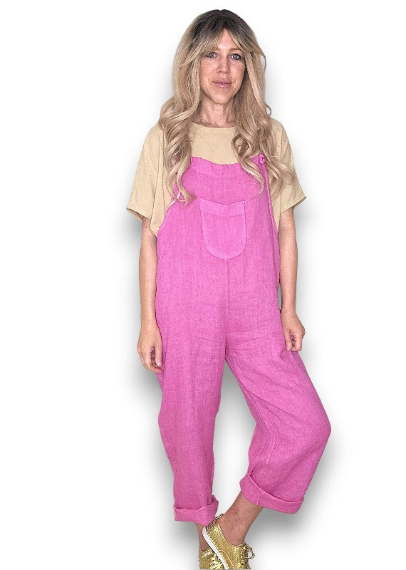 Hot Pink Plain Frnt Pkt Tie it your way-Jumpsuit