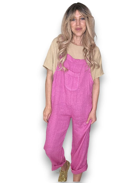 Hot Pink Plain Frnt Pkt Tie it your way-Jumpsuit