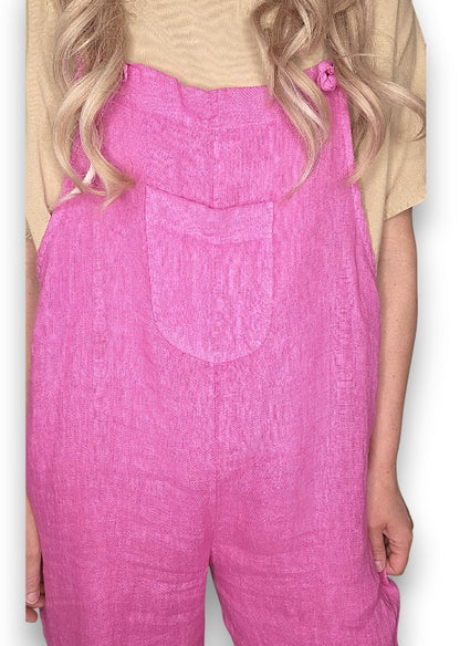 Hot Pink Plain Frnt Pkt Tie it your way-Jumpsuit
