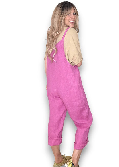 Hot Pink Plain Frnt Pkt Tie it your way-Jumpsuit