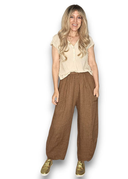 Coffee Barrel Linen Pants