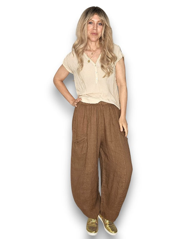 Coffee Barrel Linen Pants