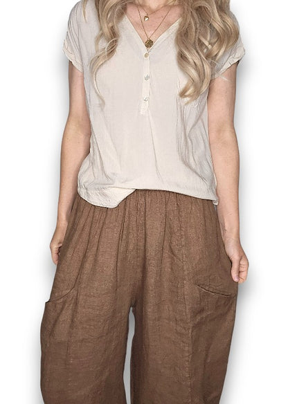 Coffee Barrel Linen Pants
