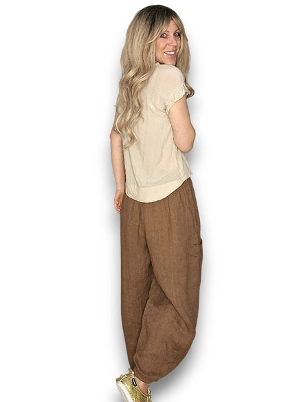 Coffee Barrel Linen Pants