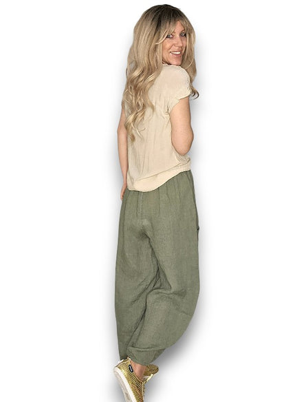 Forest Barrel Linen Pants