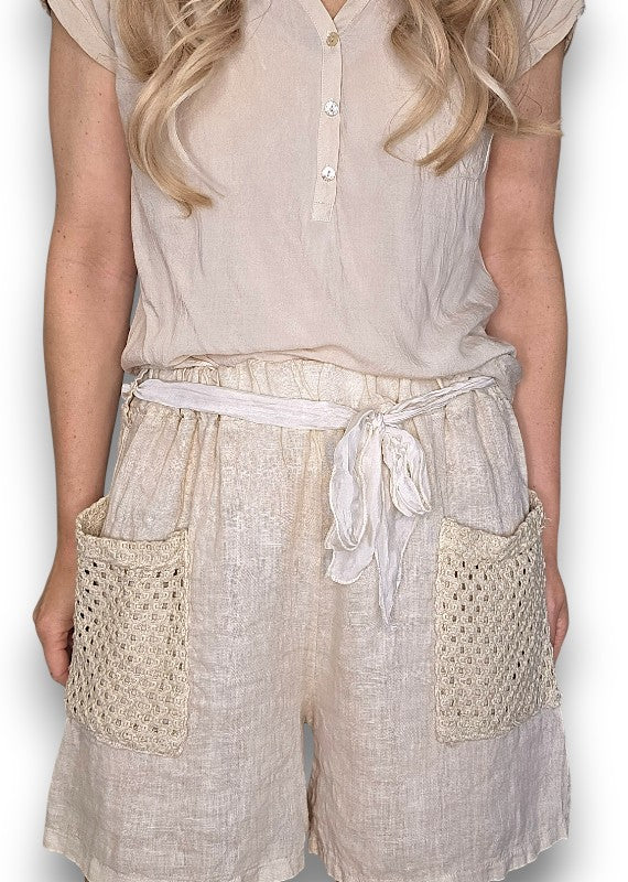 Beige Honfleur Plain Shorts