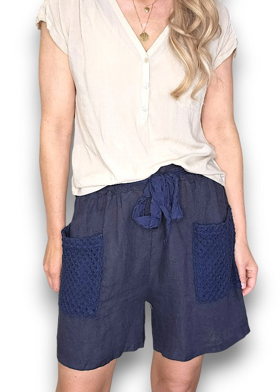 Navy Honfleur Plain Shorts
