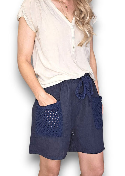 Navy Honfleur Plain Shorts