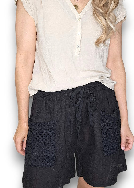 Black Honfleur Plain Shorts