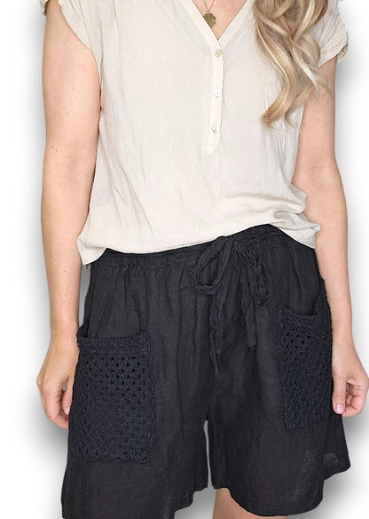 Black Honfleur Plain Shorts