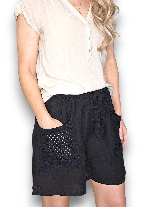 Black Honfleur Plain Shorts