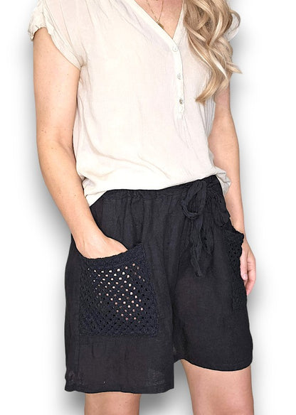 Black Honfleur Plain Shorts