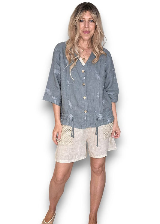 Grey C'est La Vie Drawstring Jkt