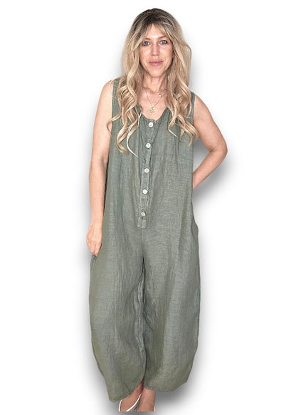 Forest Pearl Front Buttons Jumpsuit