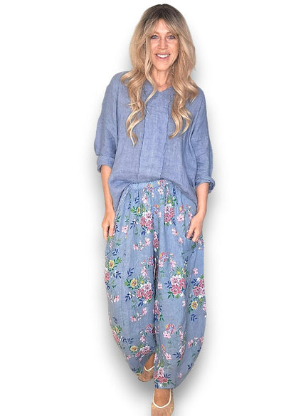 Petrol Wild Daisy Barrel Pant