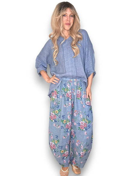 Petrol Wild Daisy Barrel Pant