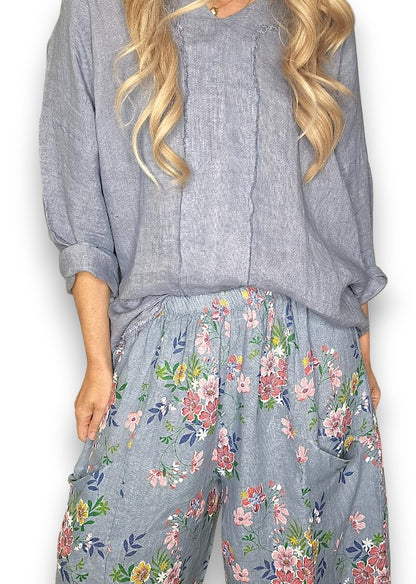 Petrol Wild Daisy Barrel Pant