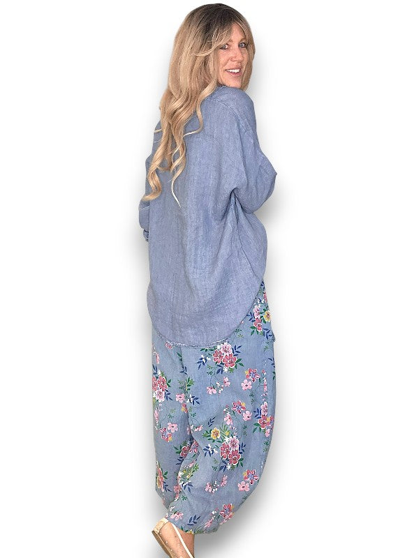 Petrol Wild Daisy Barrel Pant