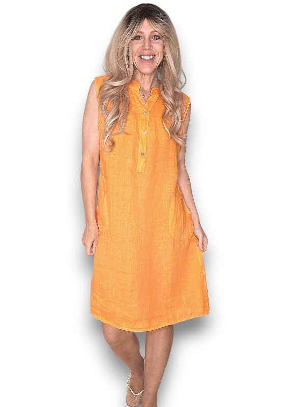 Bright Orange Coastal Midi Tank Dress