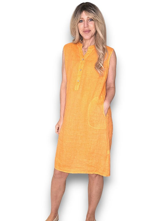 Bright Orange Coastal Midi Tank Dress