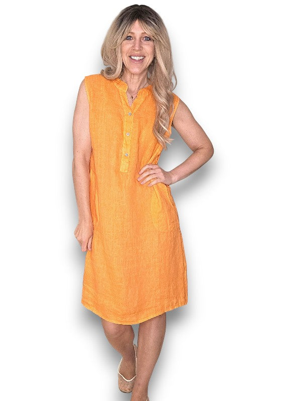 Bright Orange Coastal Midi Tank Dress
