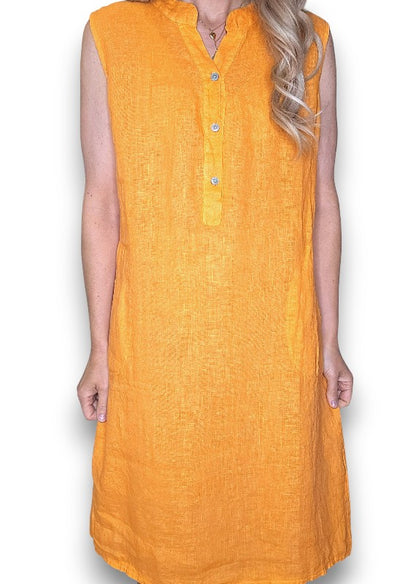 Bright Orange Coastal Midi Tank Dress