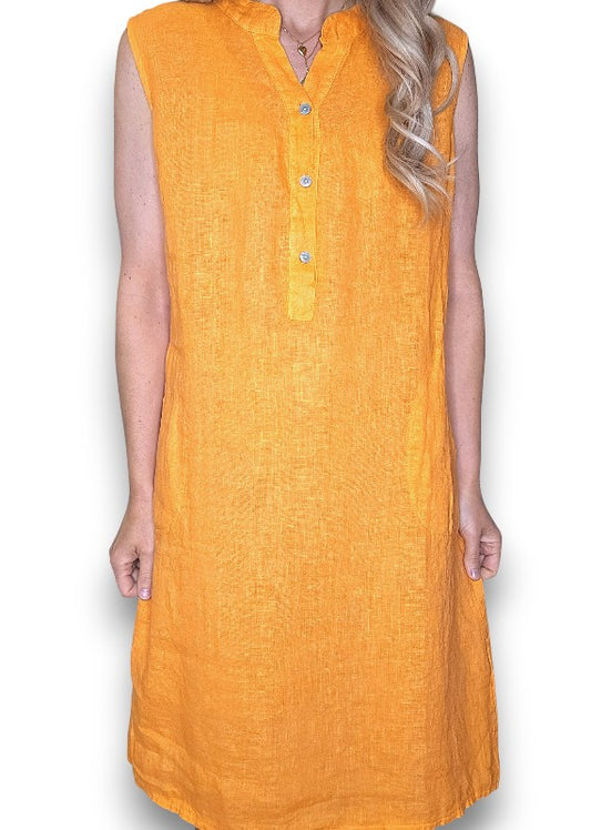 Bright Orange Coastal Midi Tank Dress