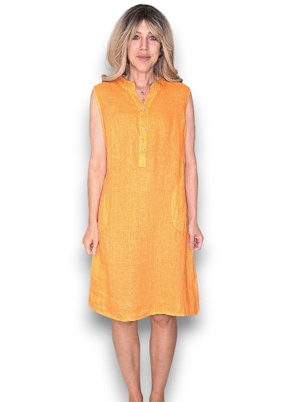 Bright Orange Coastal Midi Tank Dress