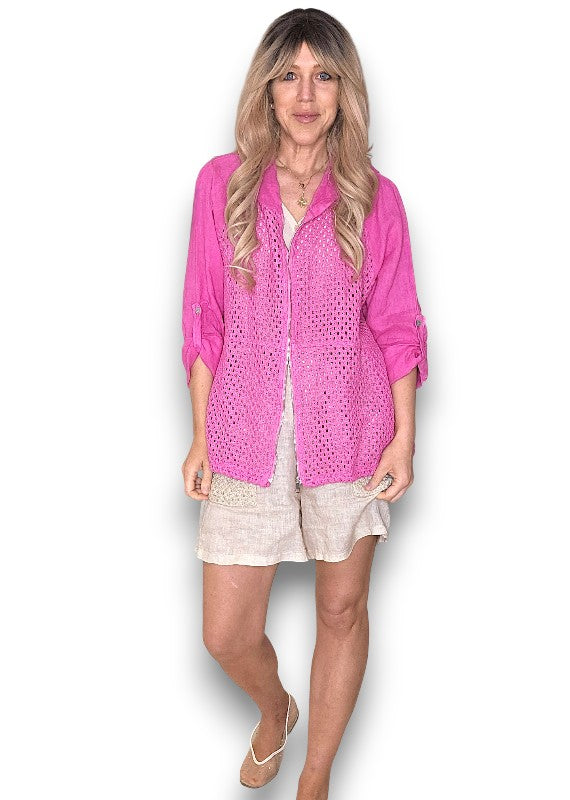 Hot Pink Honfleur Linen Jkt