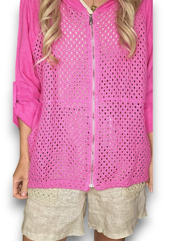Hot Pink Honfleur Linen Jkt