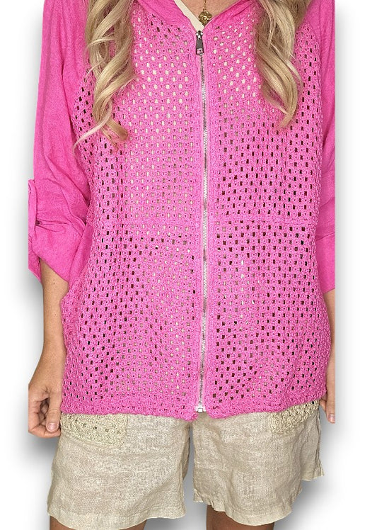Hot Pink Honfleur Linen Jkt