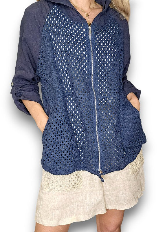 Navy Honfleur Linen Jkt