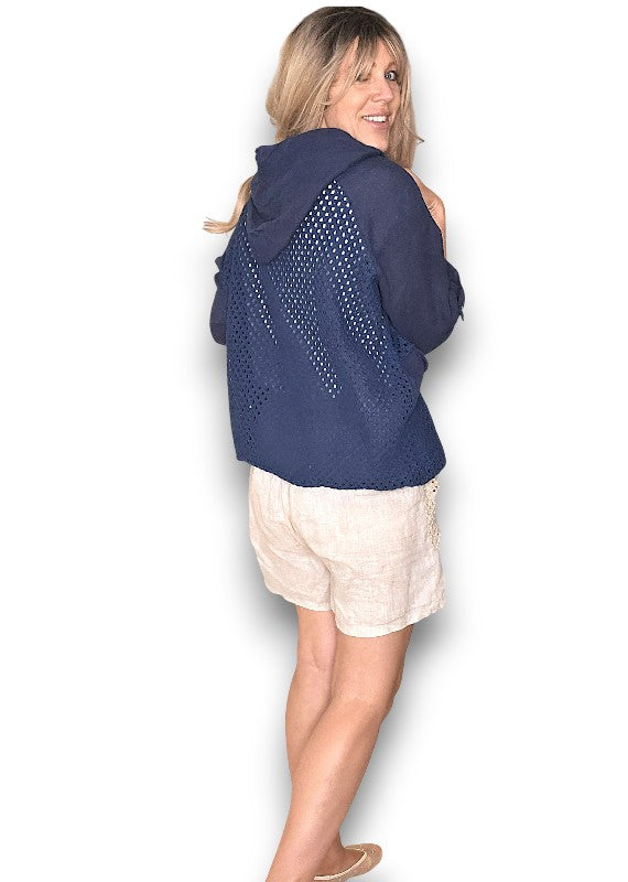 Navy Honfleur Linen Jkt