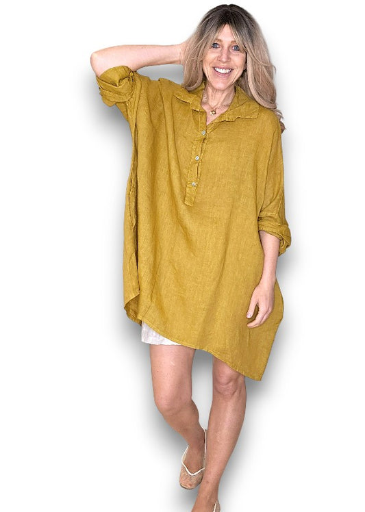 Mustard Coastal Tunic Shirt