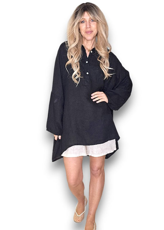 Black Coastal Tunic Shirt
