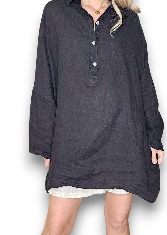 Black Coastal Tunic Shirt