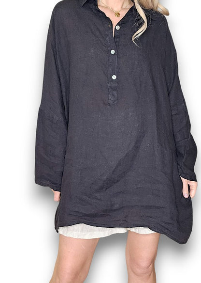 Black Coastal Tunic Shirt