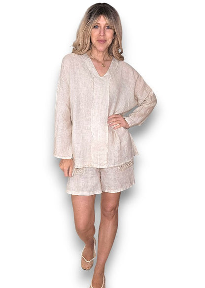 Beige Coastal Fray Tunic