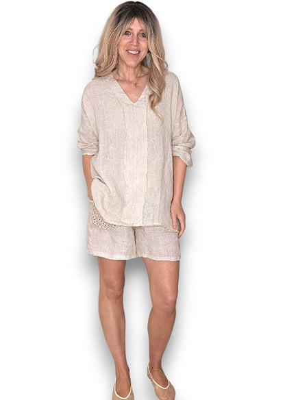 Beige Coastal Fray Tunic