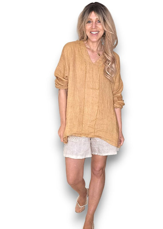 Caramel Coastal Fray Tunic